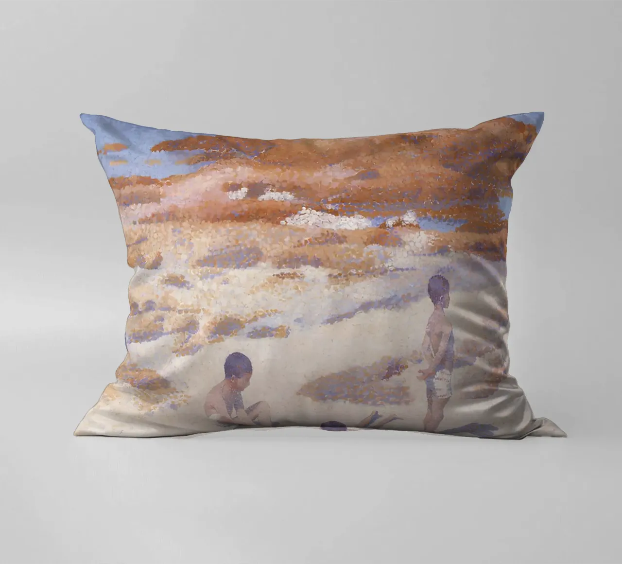 Henri-Edmond Cross Pointillist Beach Figures Art decorative cushion by NorwesClub