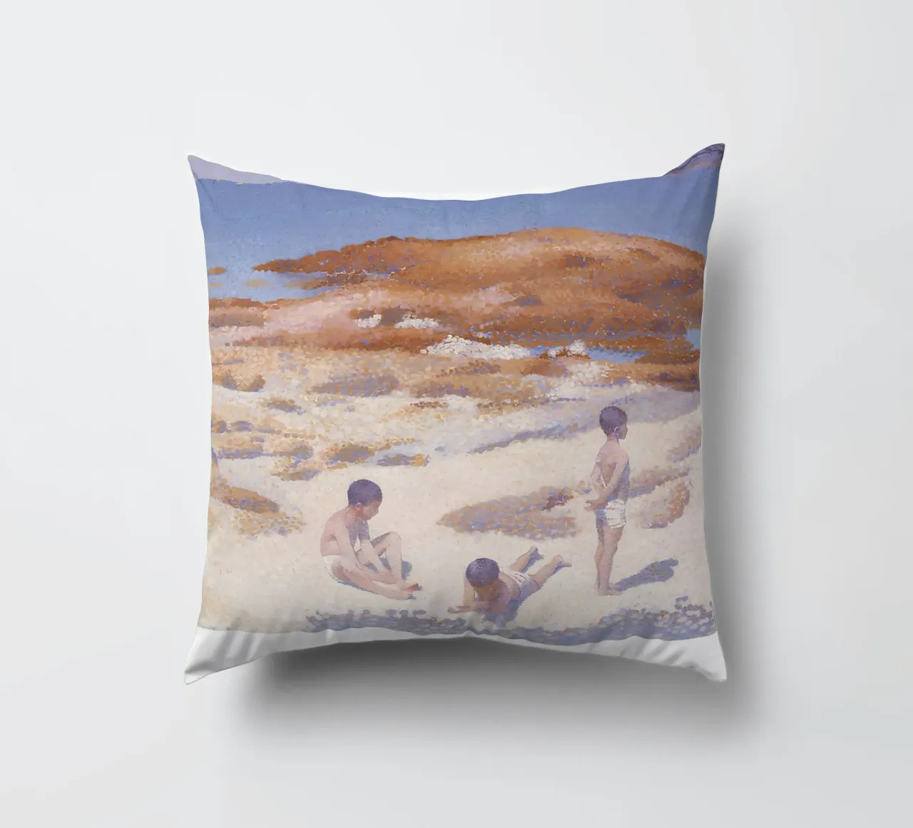 Henri-Edmond Cross Pointillist Beach Figures Art decorative cushion by NorwesClub