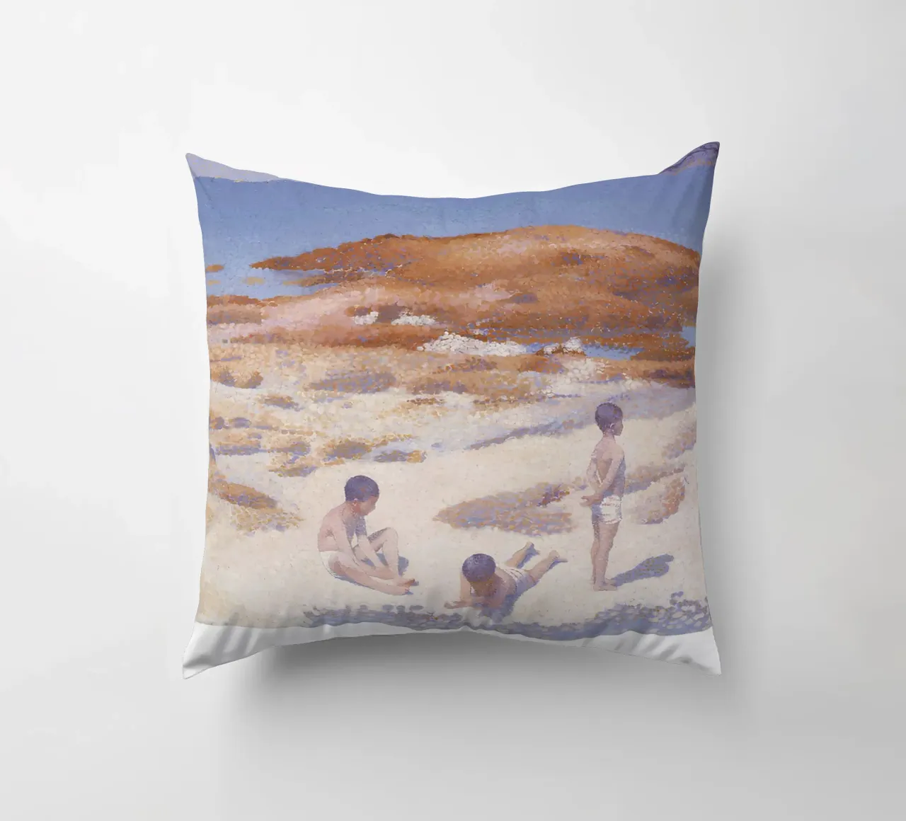 Henri-Edmond Cross Pointillist Beach Figures Art decorative cushion by NorwesClub