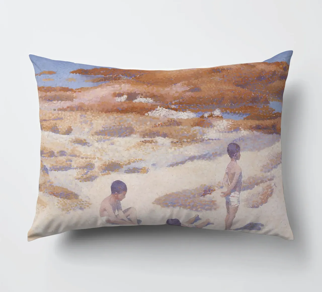 Henri-Edmond Cross Pointillist Beach Figures Art decorative cushion by NorwesClub