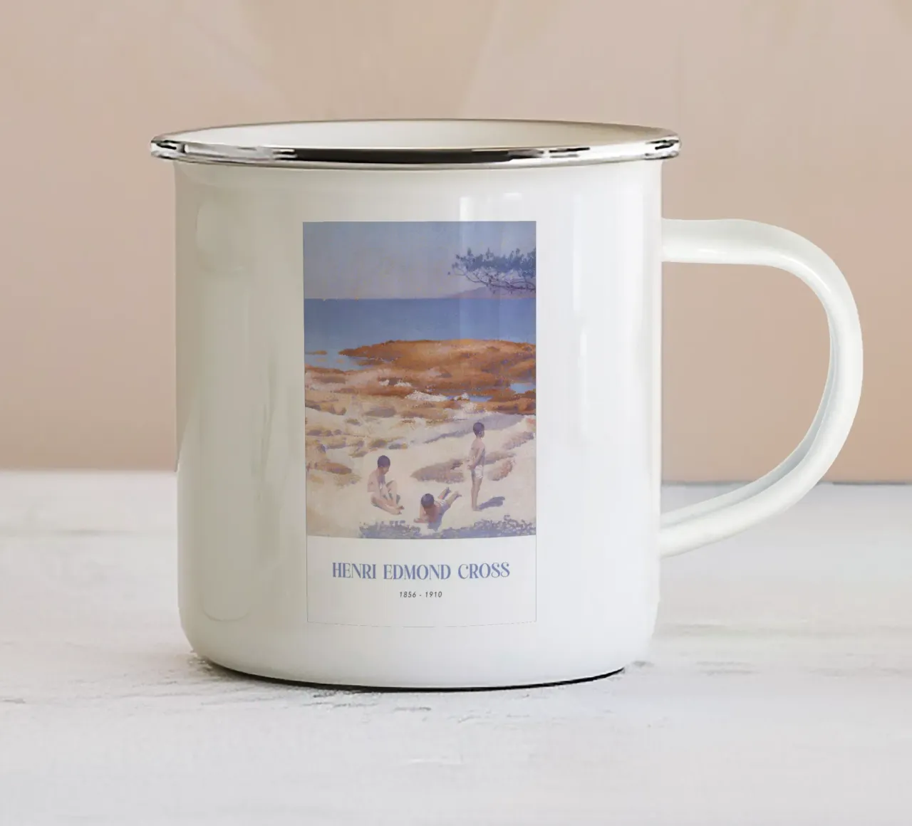 Henri-Edmond Cross Figure da spiaggia puntiniste Arte tazza in smalto da NorwesClub