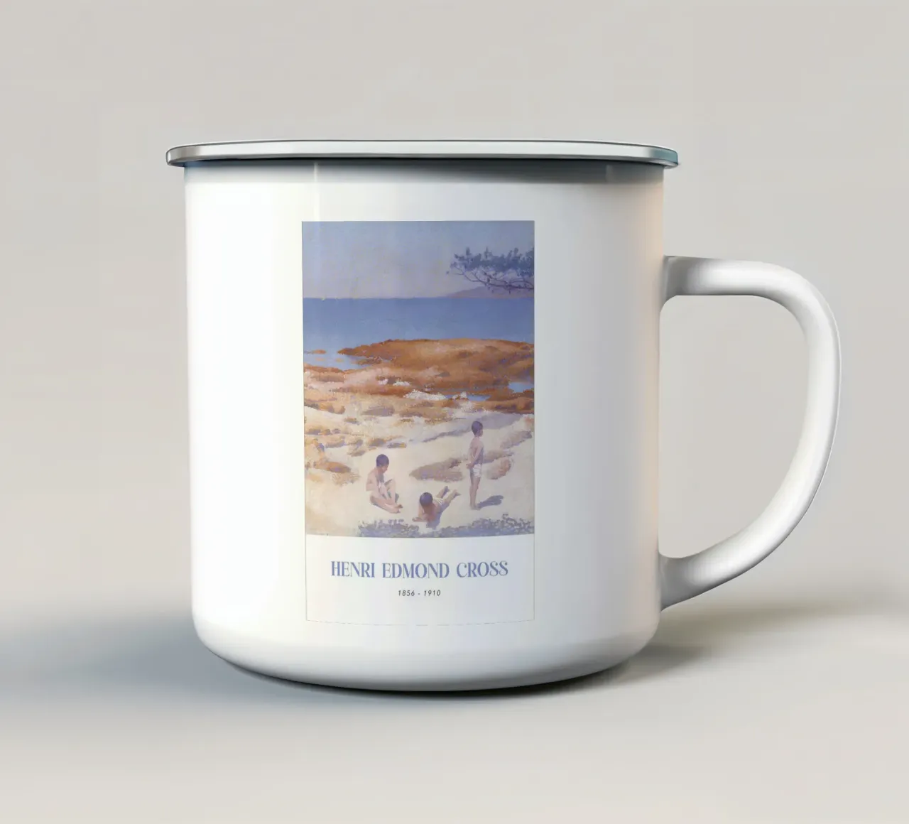 Henri-Edmond Cross Figure da spiaggia puntiniste Arte tazza in smalto da NorwesClub