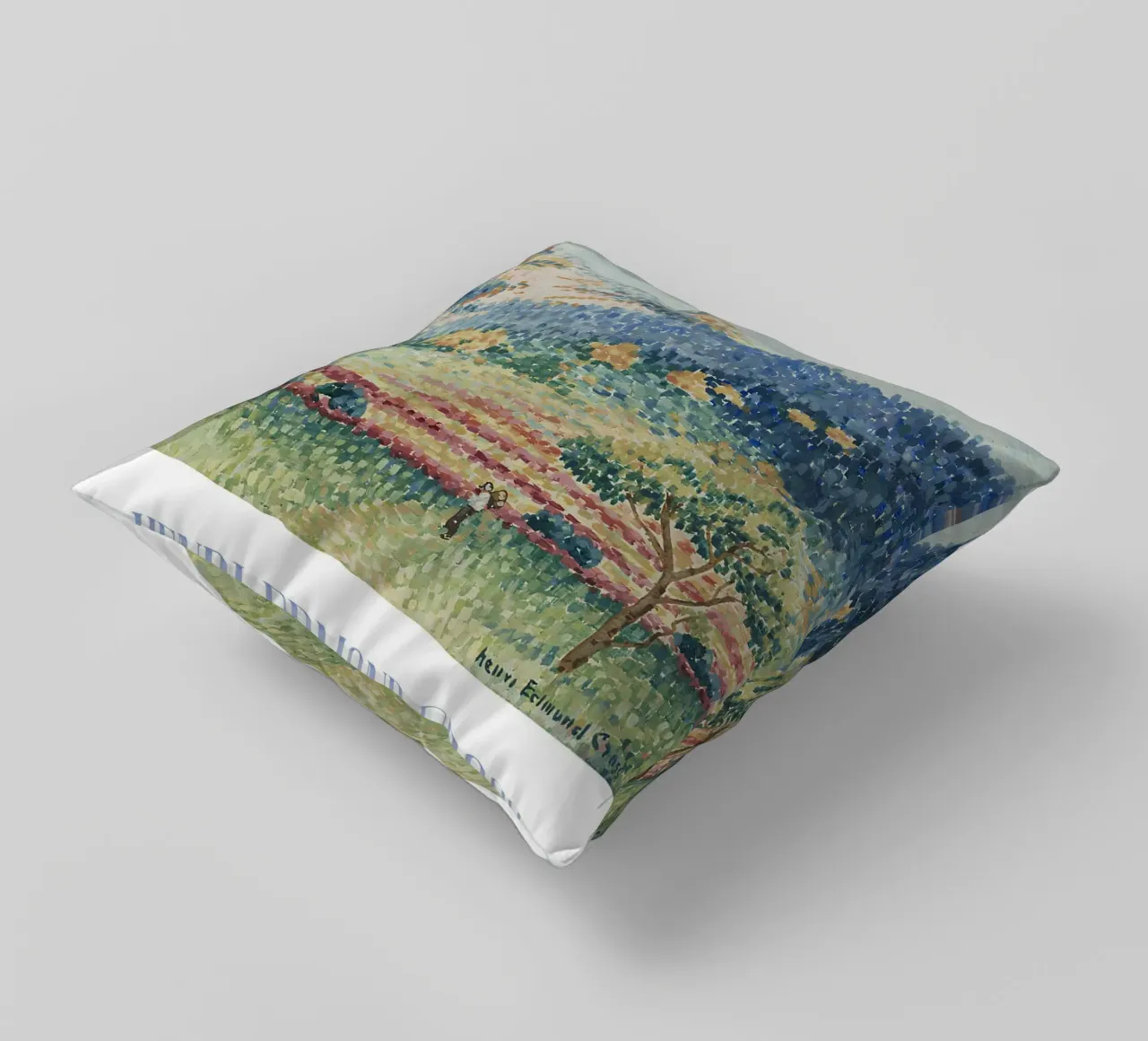 Henri-Edmond Cross Pointillist Provence Hills decorative cushion by NorwesClub