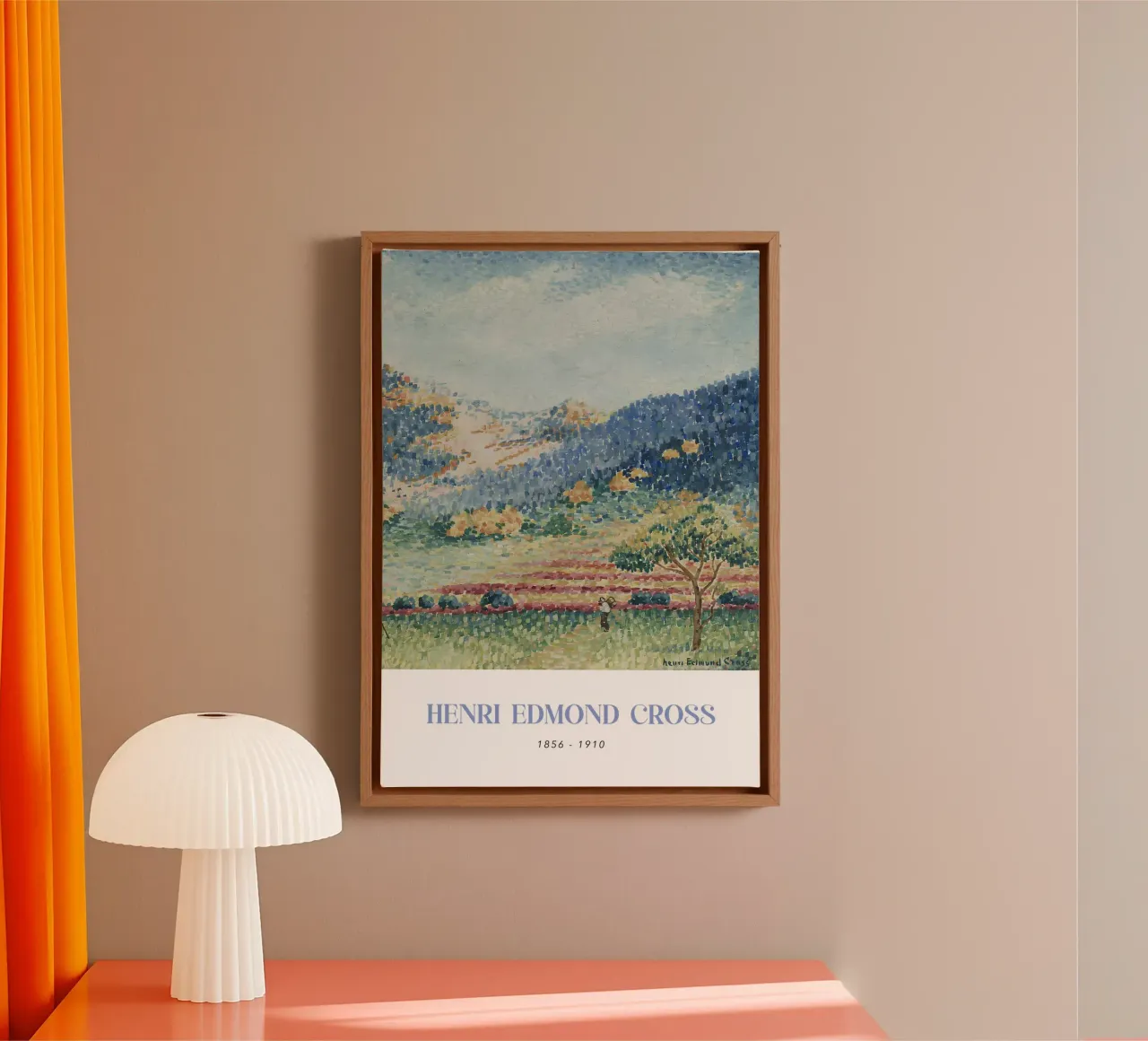 Henri-Edmond Kruis Pointillist Provence Heuvels canvas met Baklijst van NorwesClub