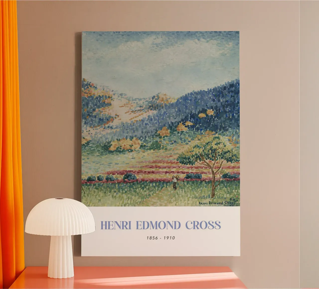 Henri-Edmond Kruis Pointillist Provence Heuvels canvas met Baklijst van NorwesClub