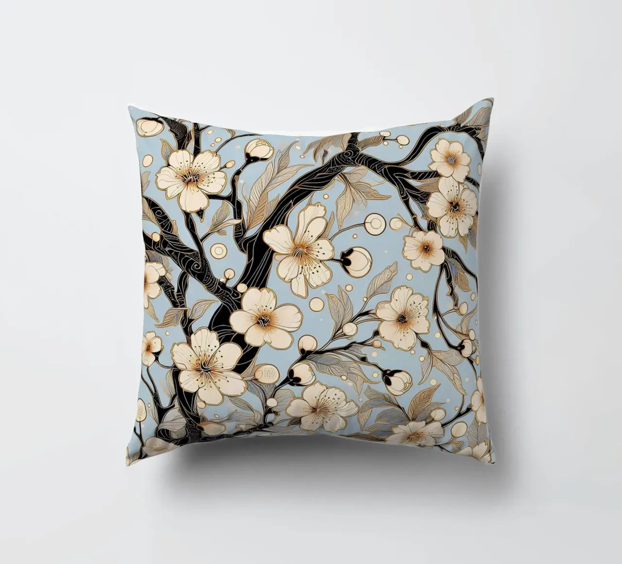 Rami di ciliegio in fiore cuscino da Art-Nouveau-Dsg