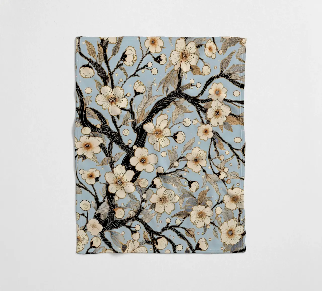 Rami di ciliegio in fiore coperta in pile da Art-Nouveau-Dsg