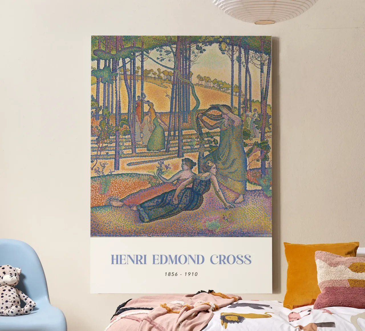 Henri-Edmond Cross Pointillist Die Abendluft Leinwand mit Schattenfugenrahmen von NorwesClub