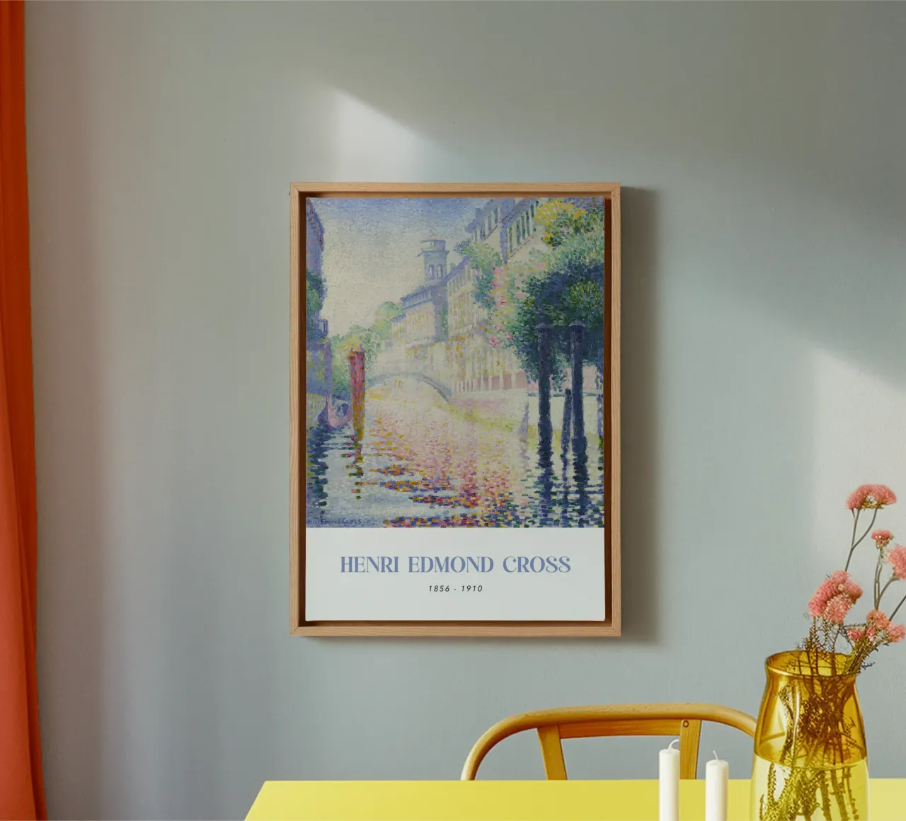 Henri-Edmond Cross Pointillist Venice Canal Art canvas with Floater frame by NorwesClub