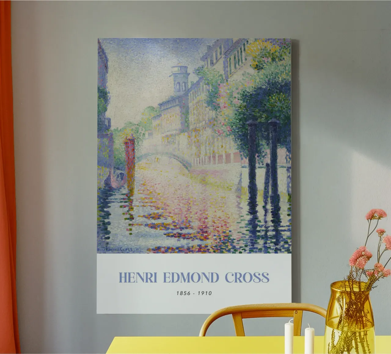 Henri-Edmond Cross Pointillist Venice Canal Art canvas with Floater frame by NorwesClub