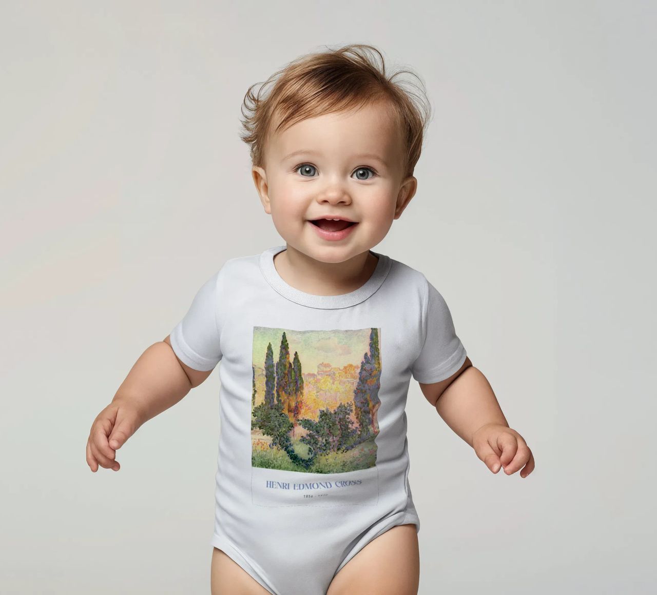 Henri-Edmond Cross Pointillist Zypressenlandschaft Kurzarm Babybody von NorwesClub