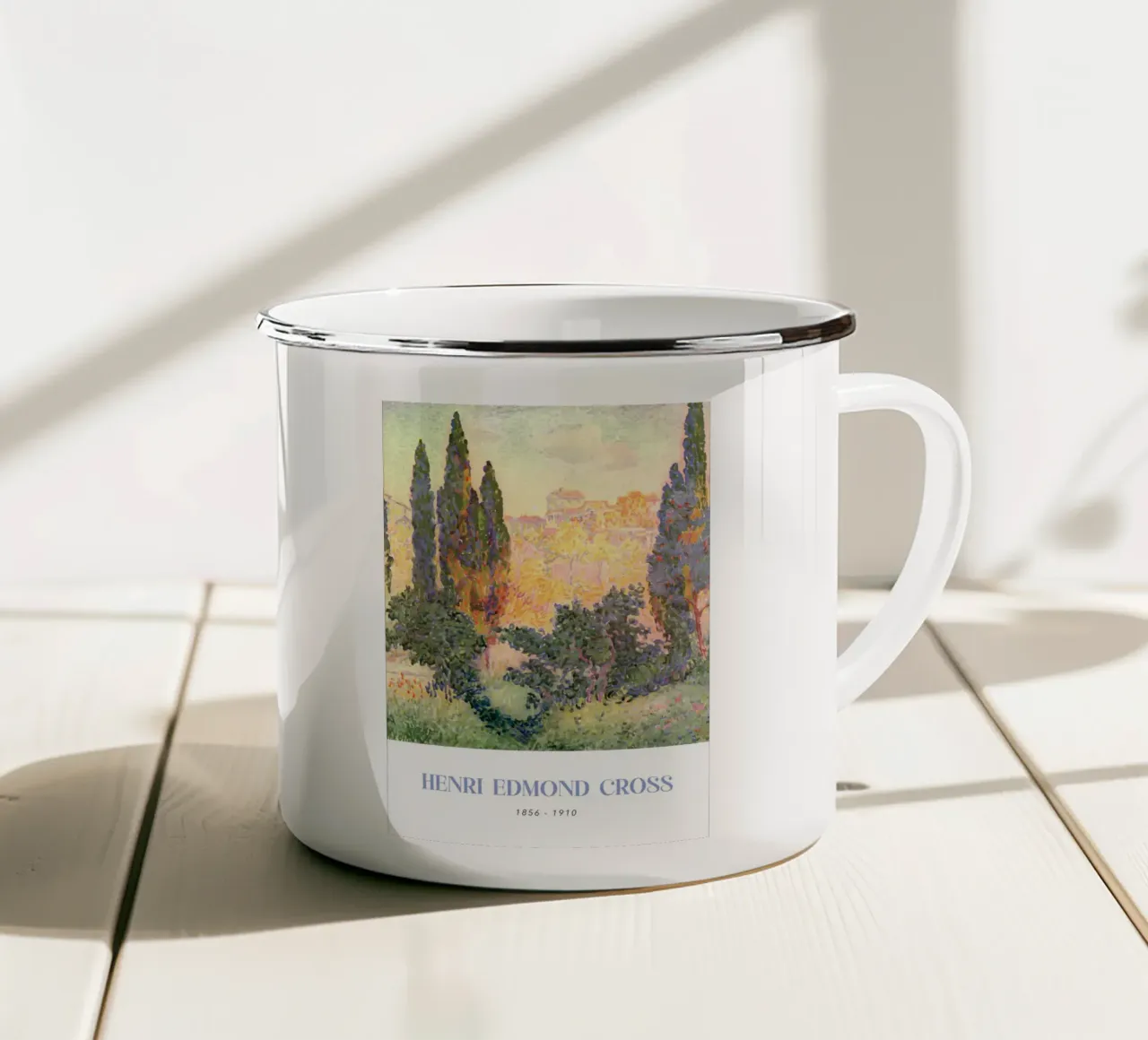 Henri-Edmond Cross Pointillist Cypreslandschap emaille mok van NorwesClub