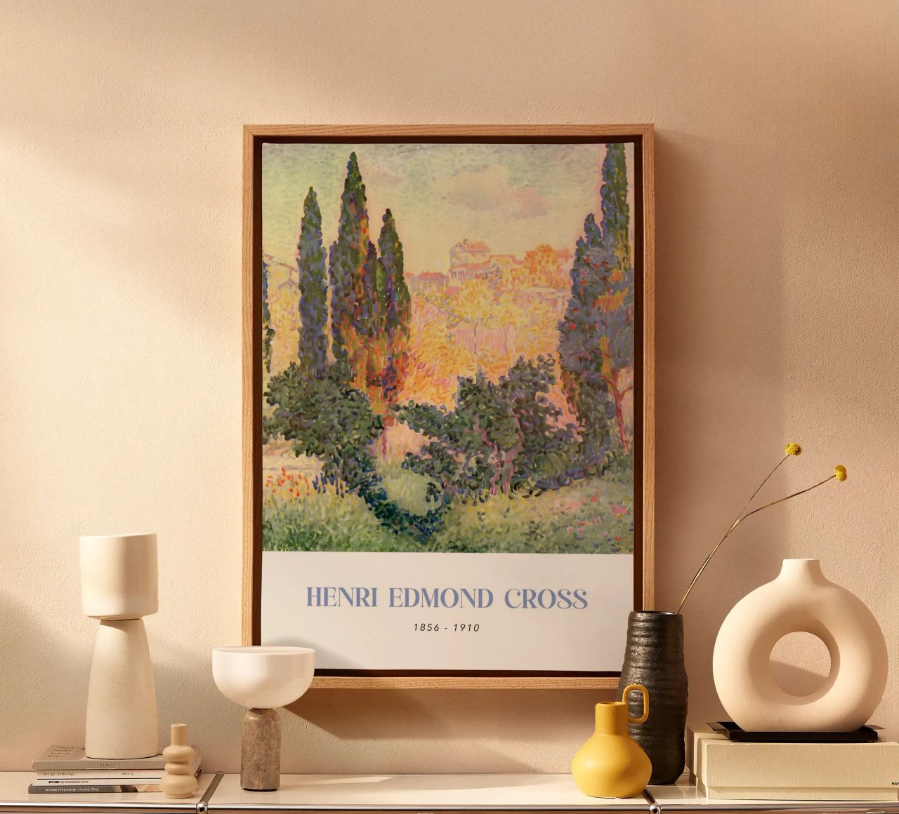 Henri-Edmond Cross Pointillist Zypressenlandschaft Leinwand von NorwesClub