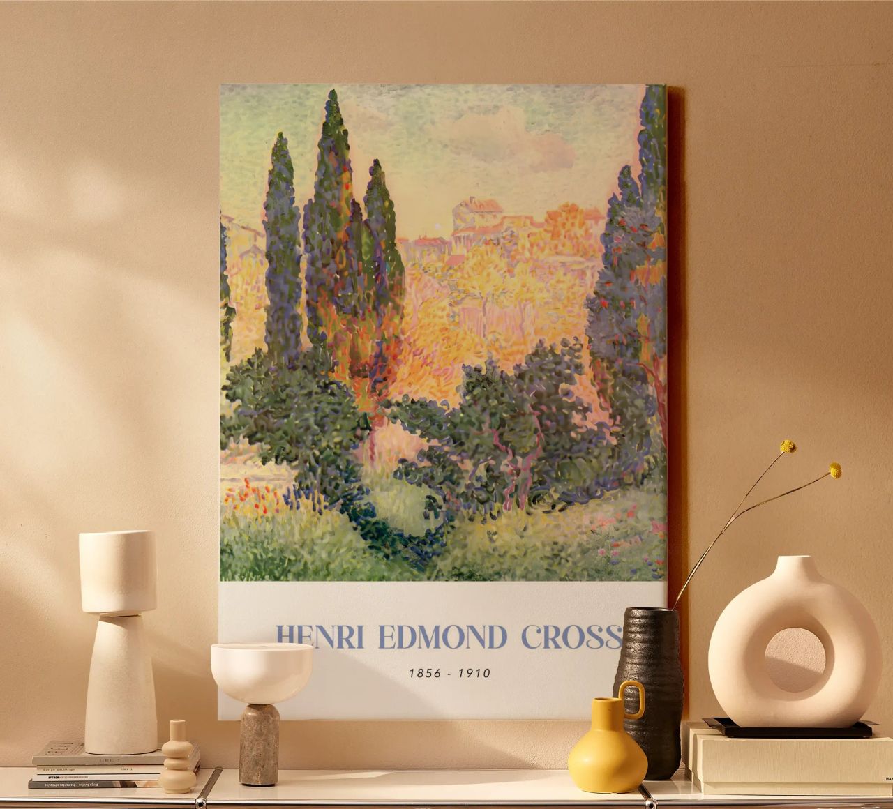 Henri-Edmond Cross Pointillist Zypressenlandschaft Leinwand von NorwesClub