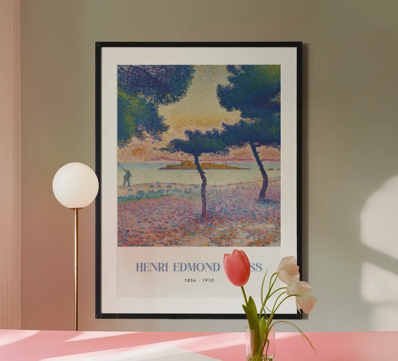 Henri-Edmond Cross Pointillist Saint-Clair Kunst Poster mit Aluminium Rahmen von NorwesClub