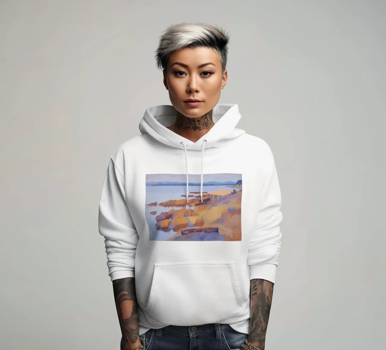 Henri-Edmond Cross Pointillist Antibes Calanque felpa con cappuccio da NorwesClub