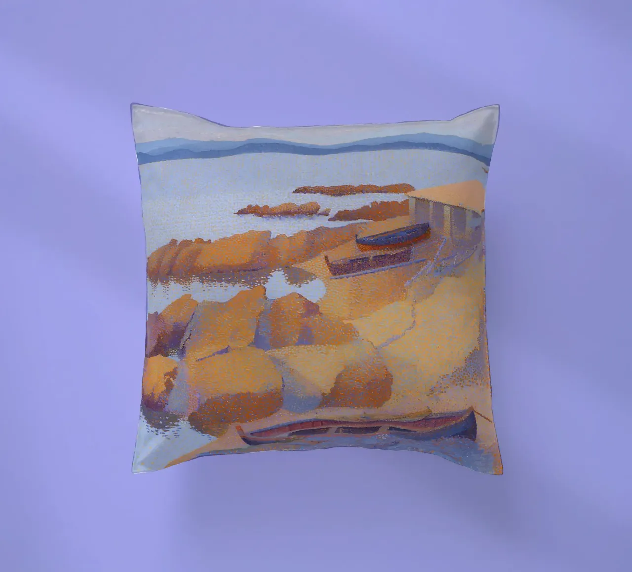 Henri-Edmond Cross Pointillist Antibes Calanque cuscino da NorwesClub