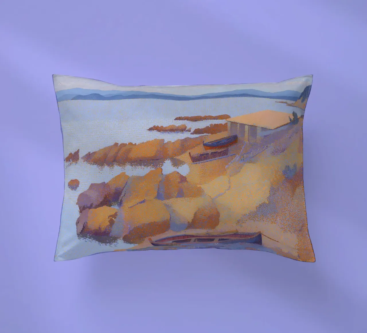 Henri-Edmond Cross Pointillist Antibes Calanque cuscino da NorwesClub