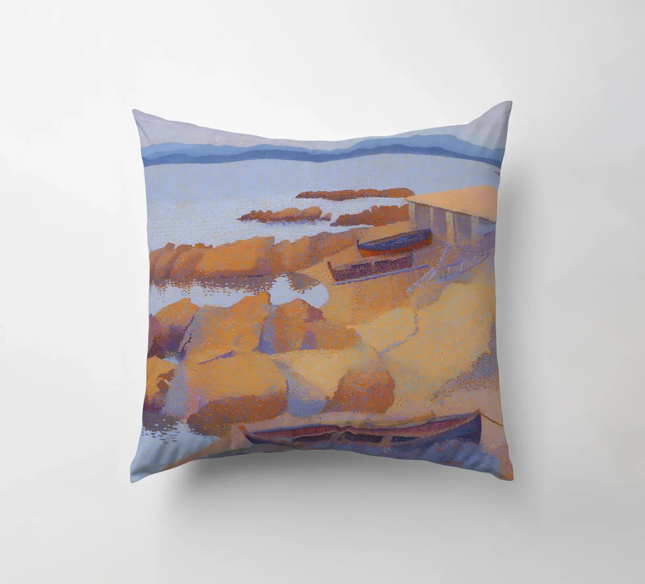 Henri-Edmond Cross Pointillist Antibes Calanque cuscino da NorwesClub