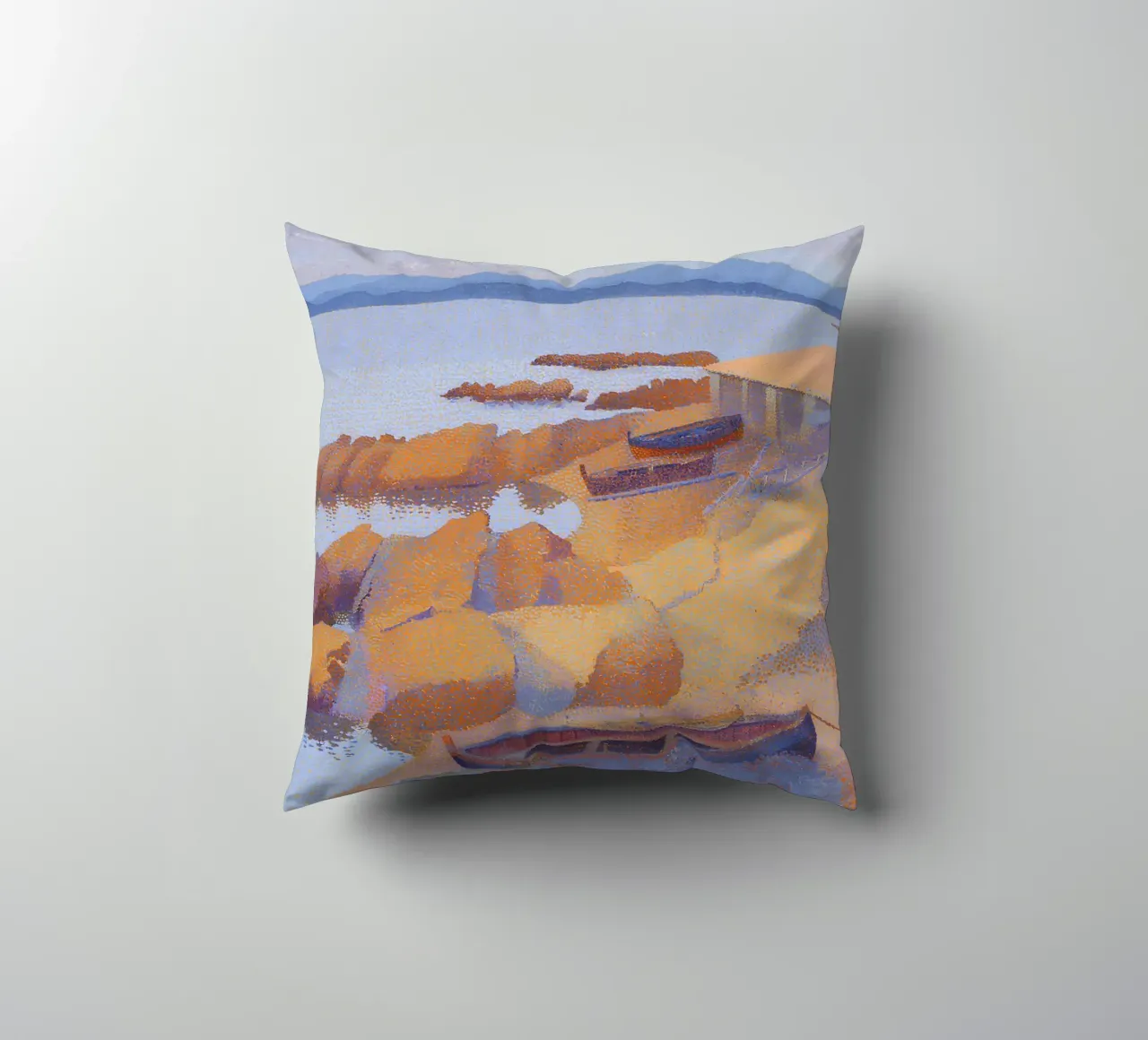 Henri-Edmond Cross Pointillist Antibes Calanque cuscino da NorwesClub