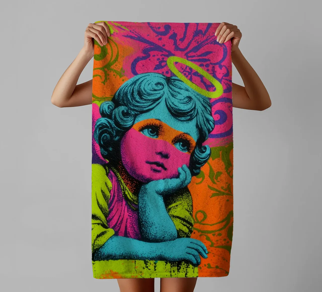 Message d'ange joyeux serviette de bain de Carinaprint