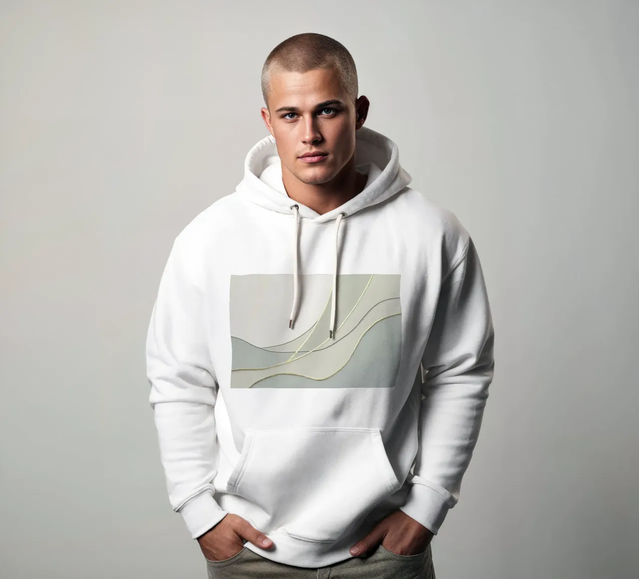 Weiche abstrakte Kurven mit goldenen Linien Hoodie von Artbyvo