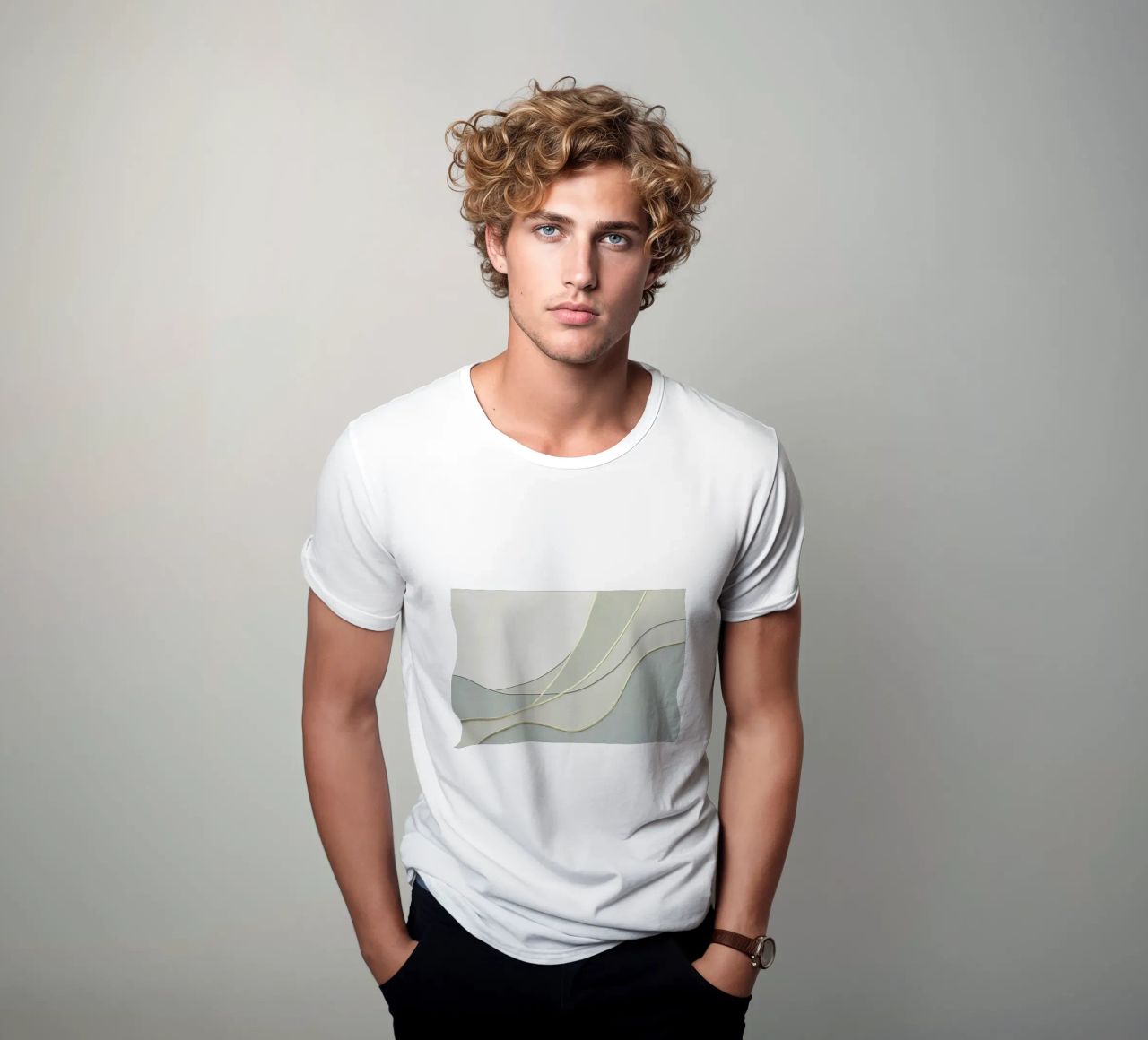Morbide curve astratte con linee dorate t-shirt da Artbyvo
