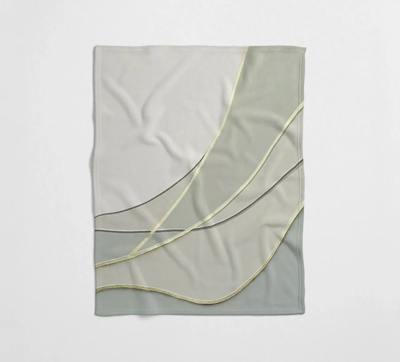 Zachte abstracte curven met gouden lijnen fleecedeken van Artbyvo