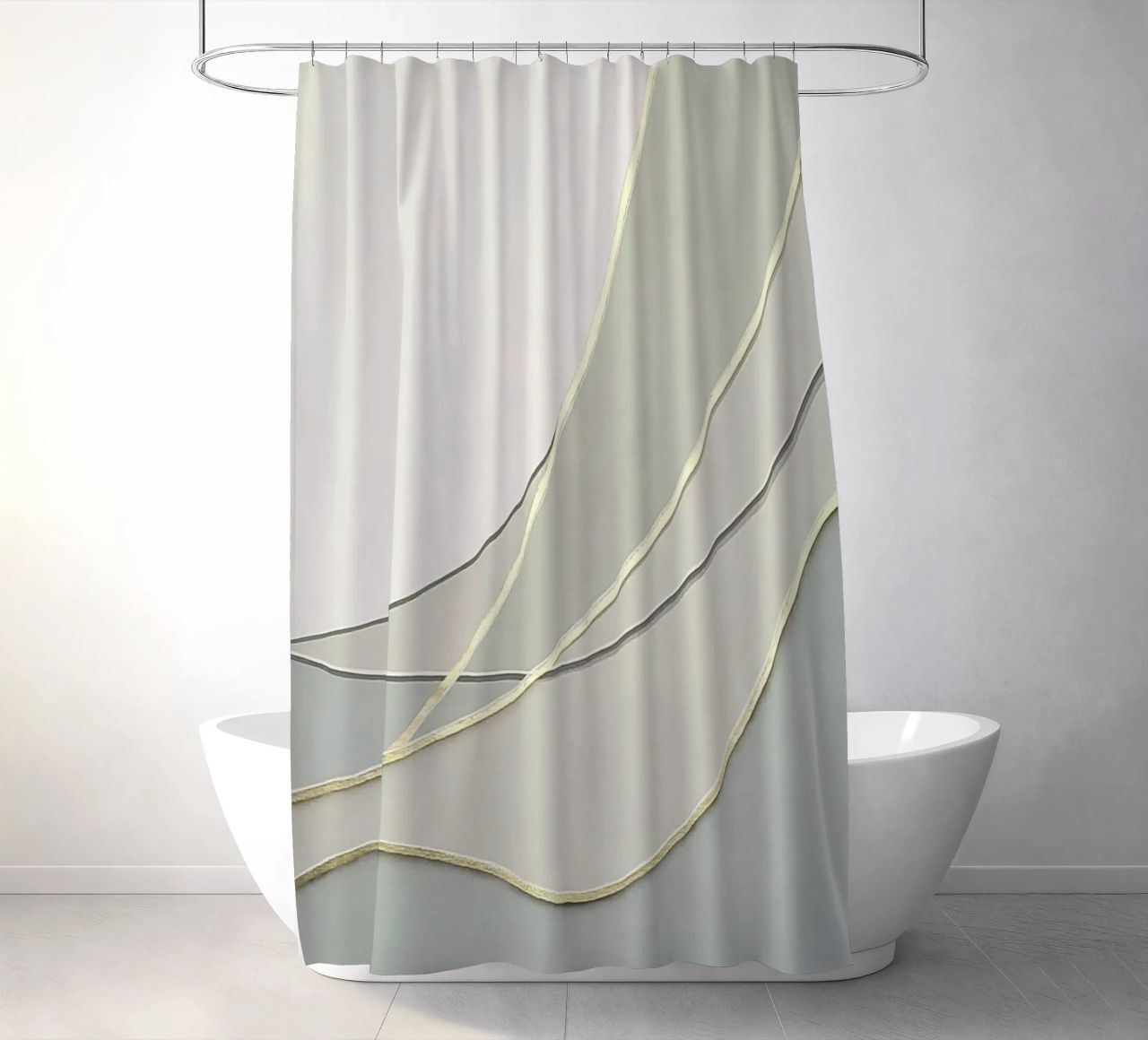 Morbide curve astratte con linee dorate tenda da doccia da Artbyvo
