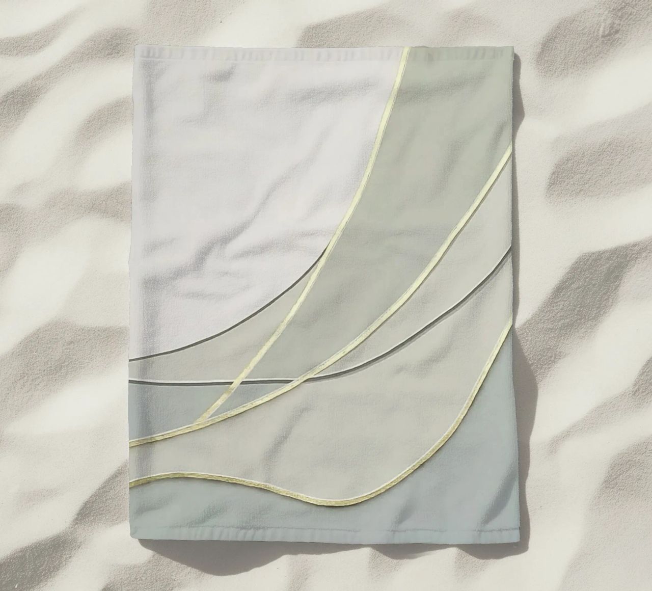 Morbide curve astratte con linee dorate telo mare da Artbyvo