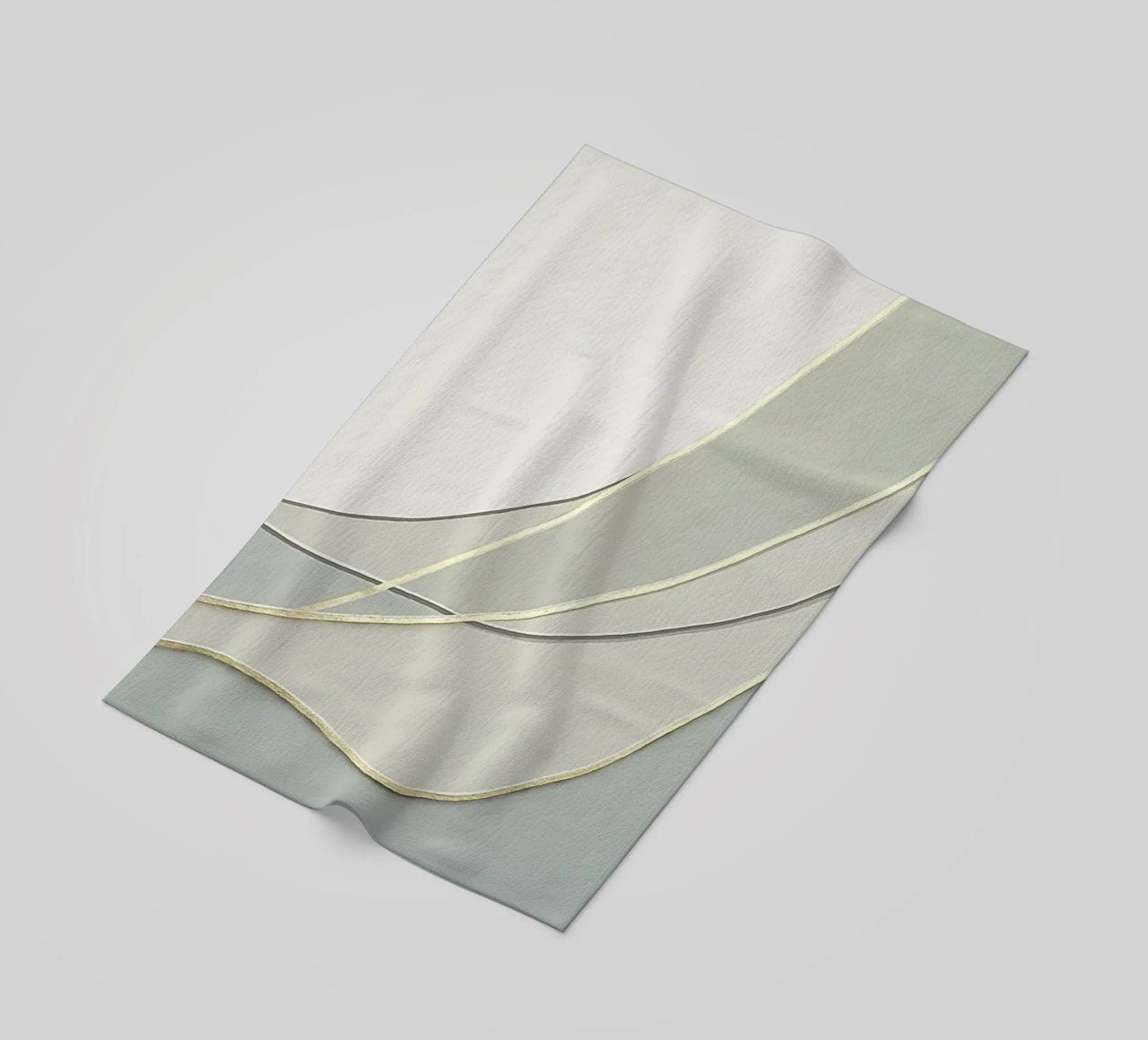 Morbide curve astratte con linee dorate telo mare da Artbyvo