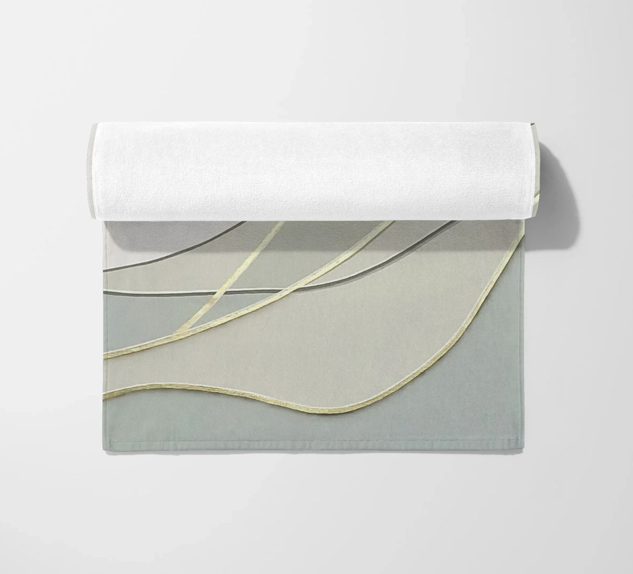 Morbide curve astratte con linee dorate telo mare da Artbyvo