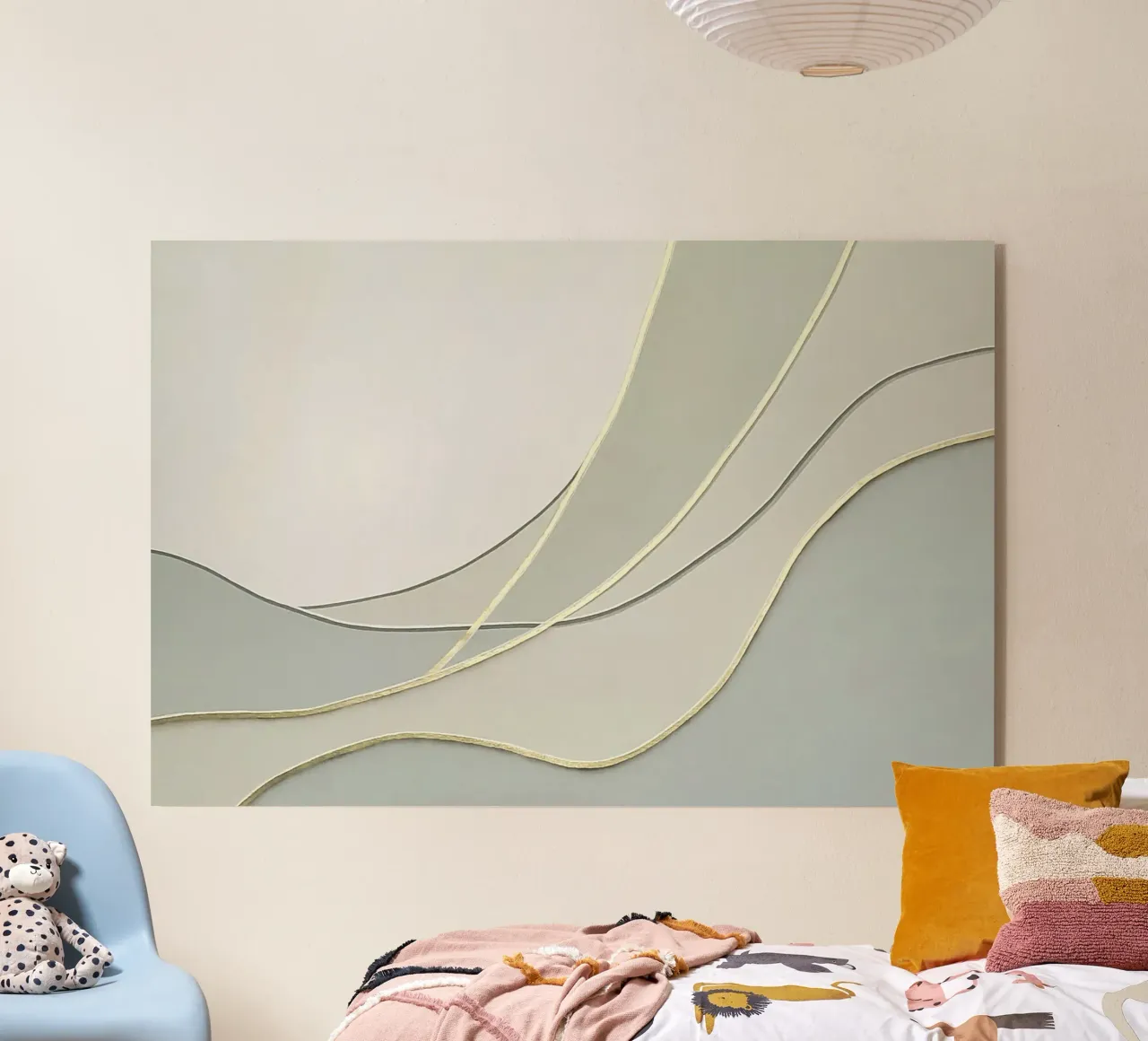 Courbes abstraites douces avec lignes dorées plexiglas de Artbyvo