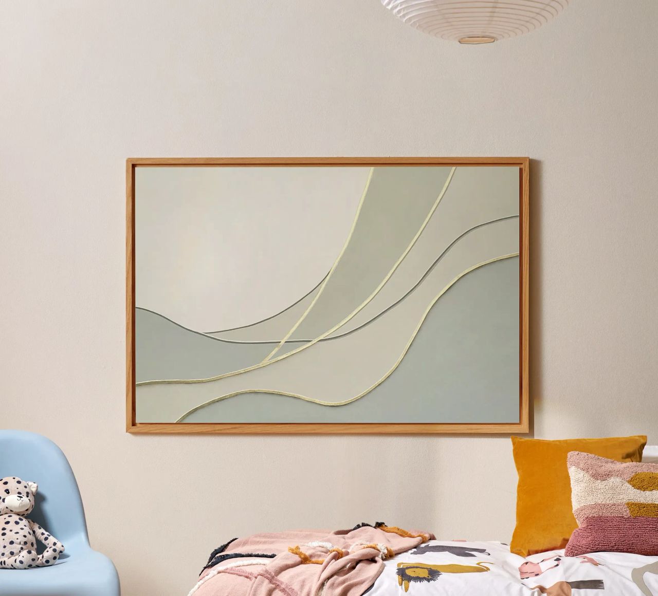 Morbide curve astratte con linee dorate pannello forex da Artbyvo