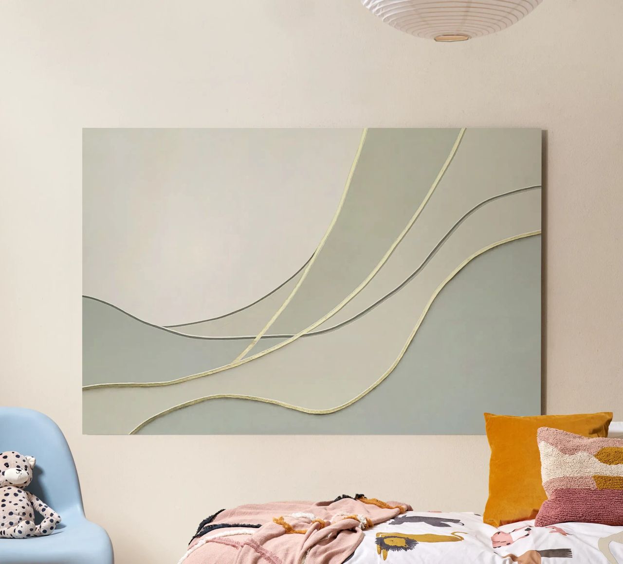 Morbide curve astratte con linee dorate pannello forex da Artbyvo