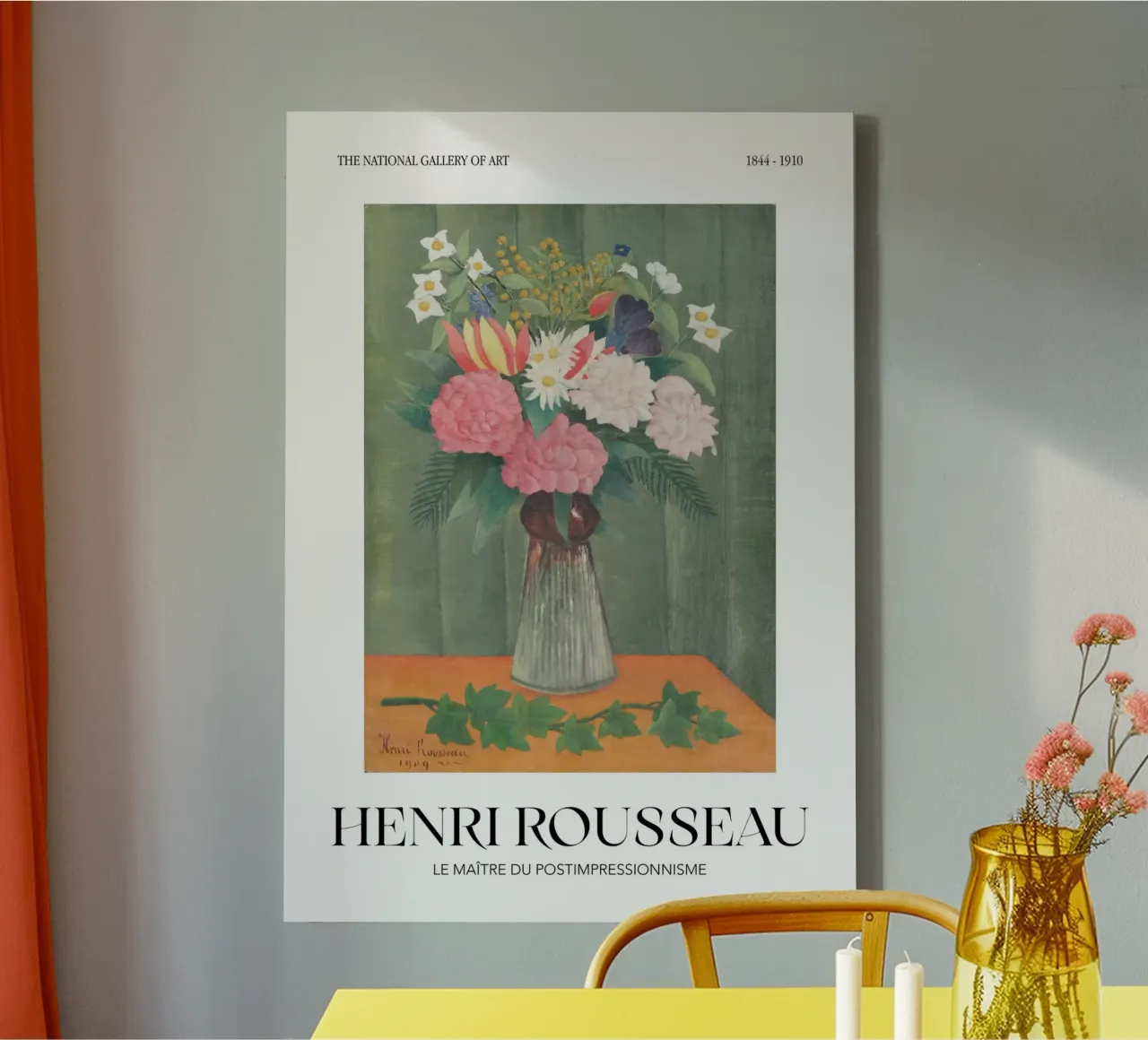 Henri Rousseau Post-Impressionistisch Bloemstilleven canvas met Baklijst van NorwesClub