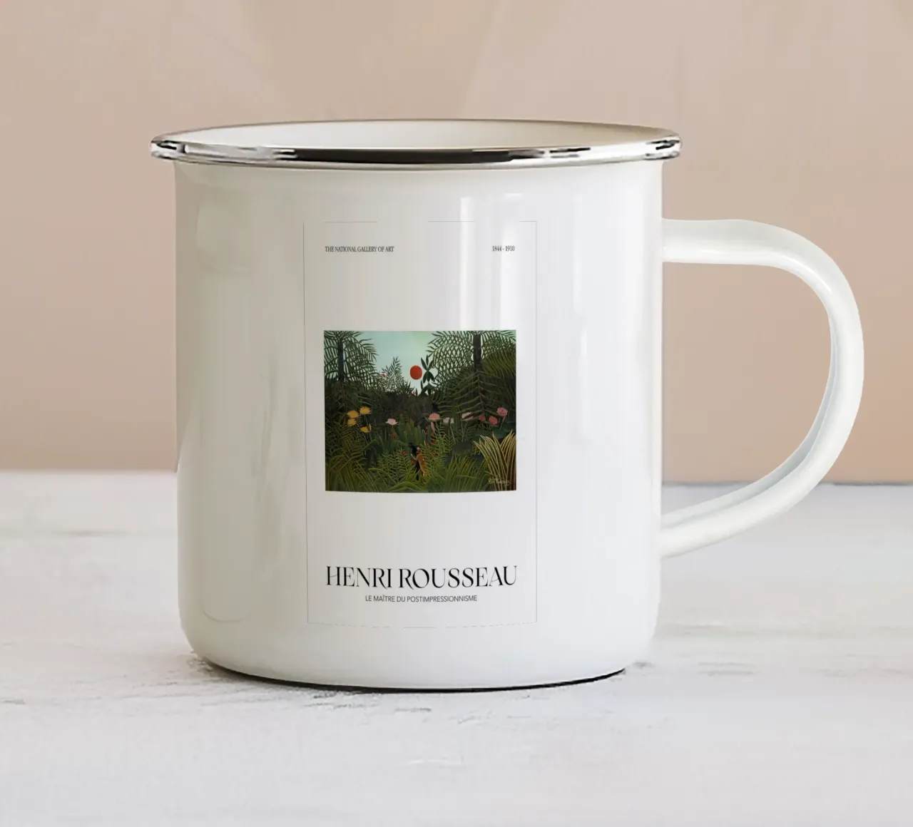 Henri Rousseau Scena di giungla post-impressionista tazza in smalto da NorwesClub