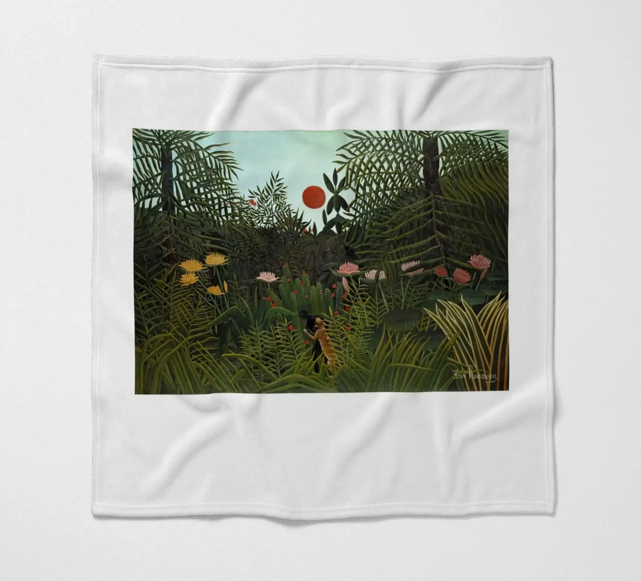 Henri Rousseau Scena di giungla post-impressionista coperta in pile da NorwesClub