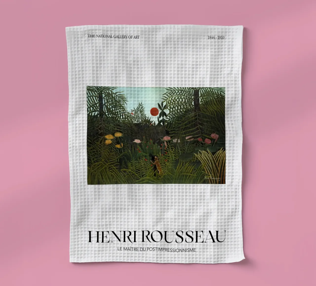 Henri Rousseau Post-Impressionist Jungle Scene torchon de NorwesClub
