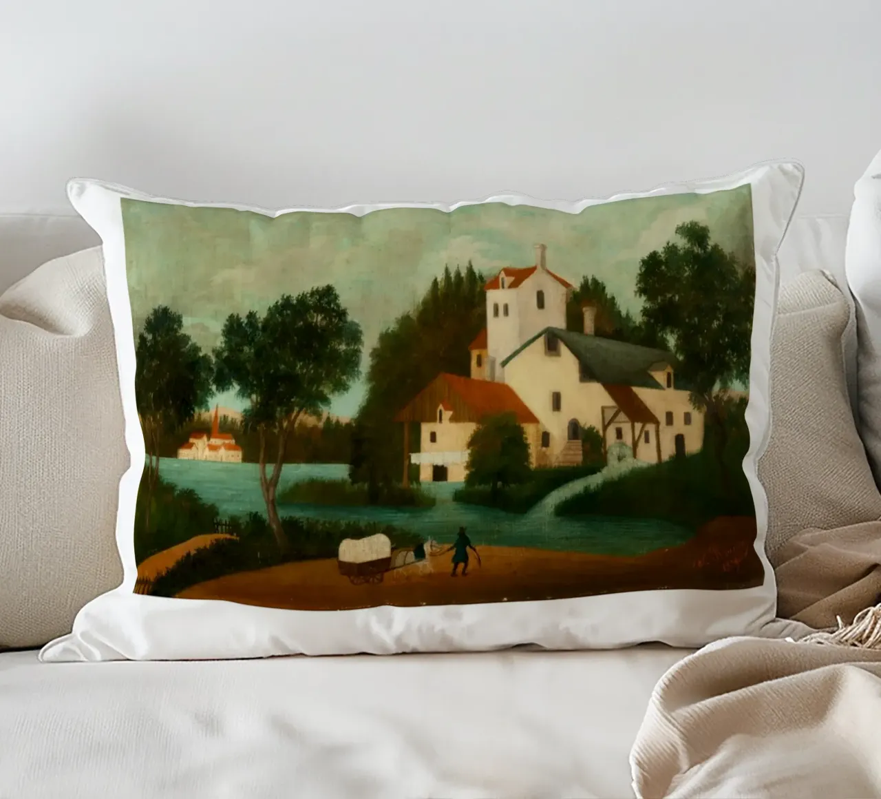 Henri Rousseau Scena rurale post-impressionista cuscino da NorwesClub