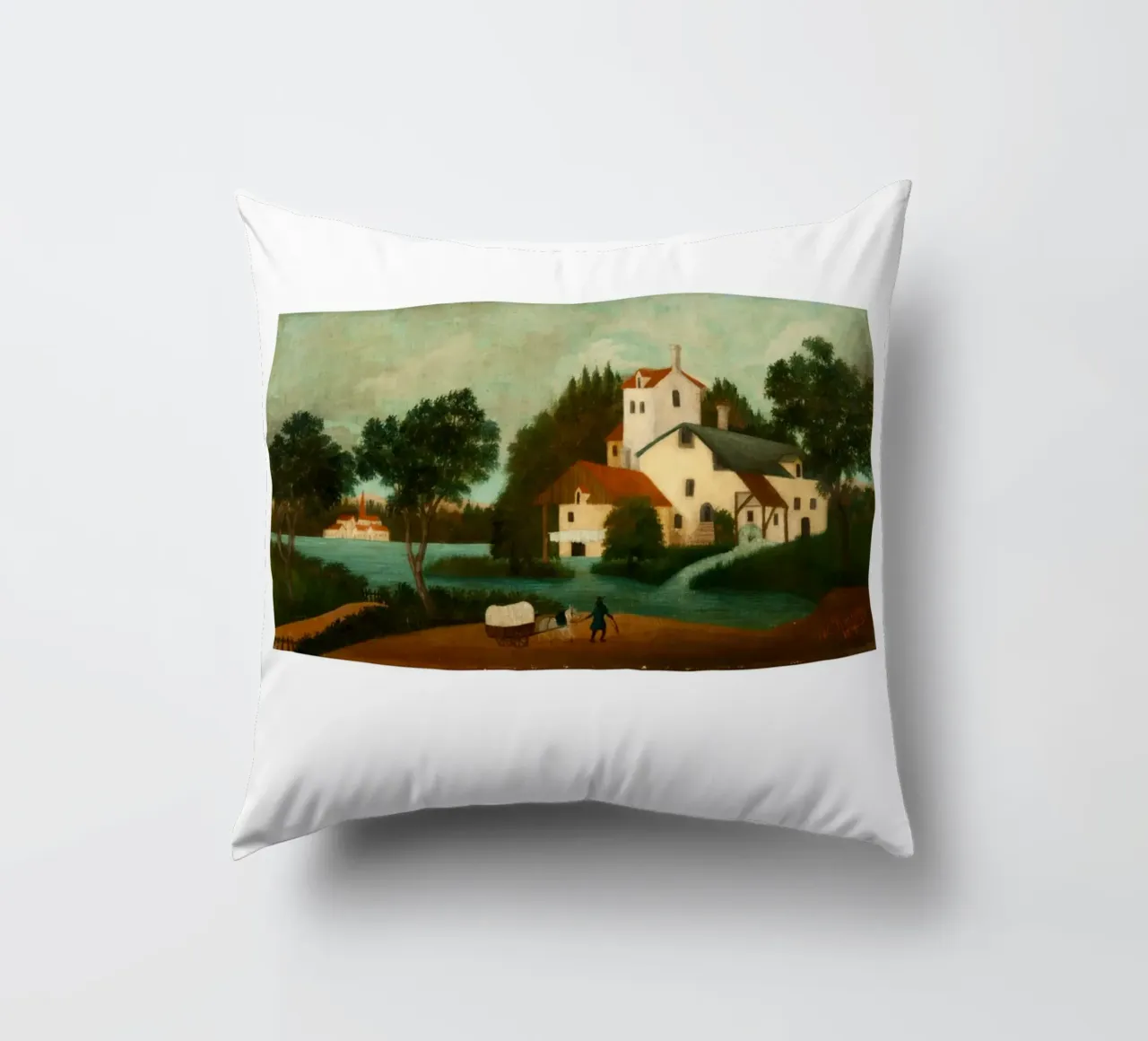 Henri Rousseau Scena rurale post-impressionista cuscino da NorwesClub