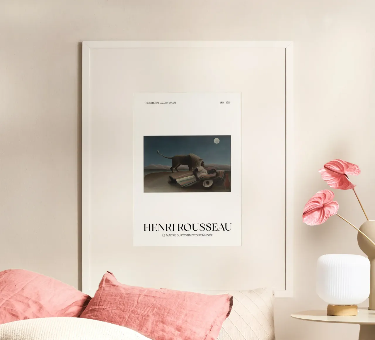 Henri Rousseau Post-Impressionniste Gitane endormie poster avec cadre en plastique de NorwesClub
