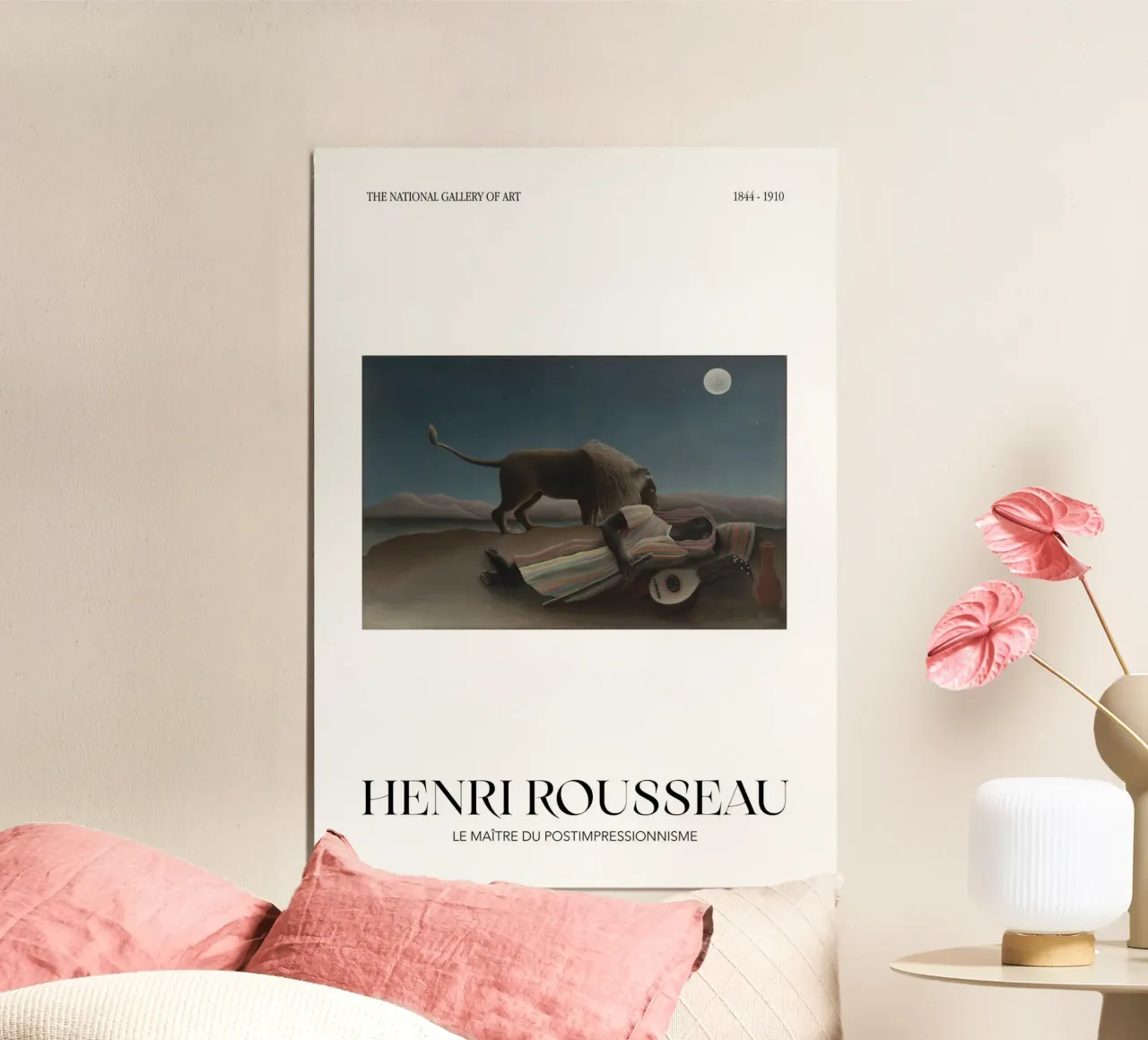 Henri Rousseau Post-Impressionniste Gitane endormie poster avec cadre en plastique de NorwesClub