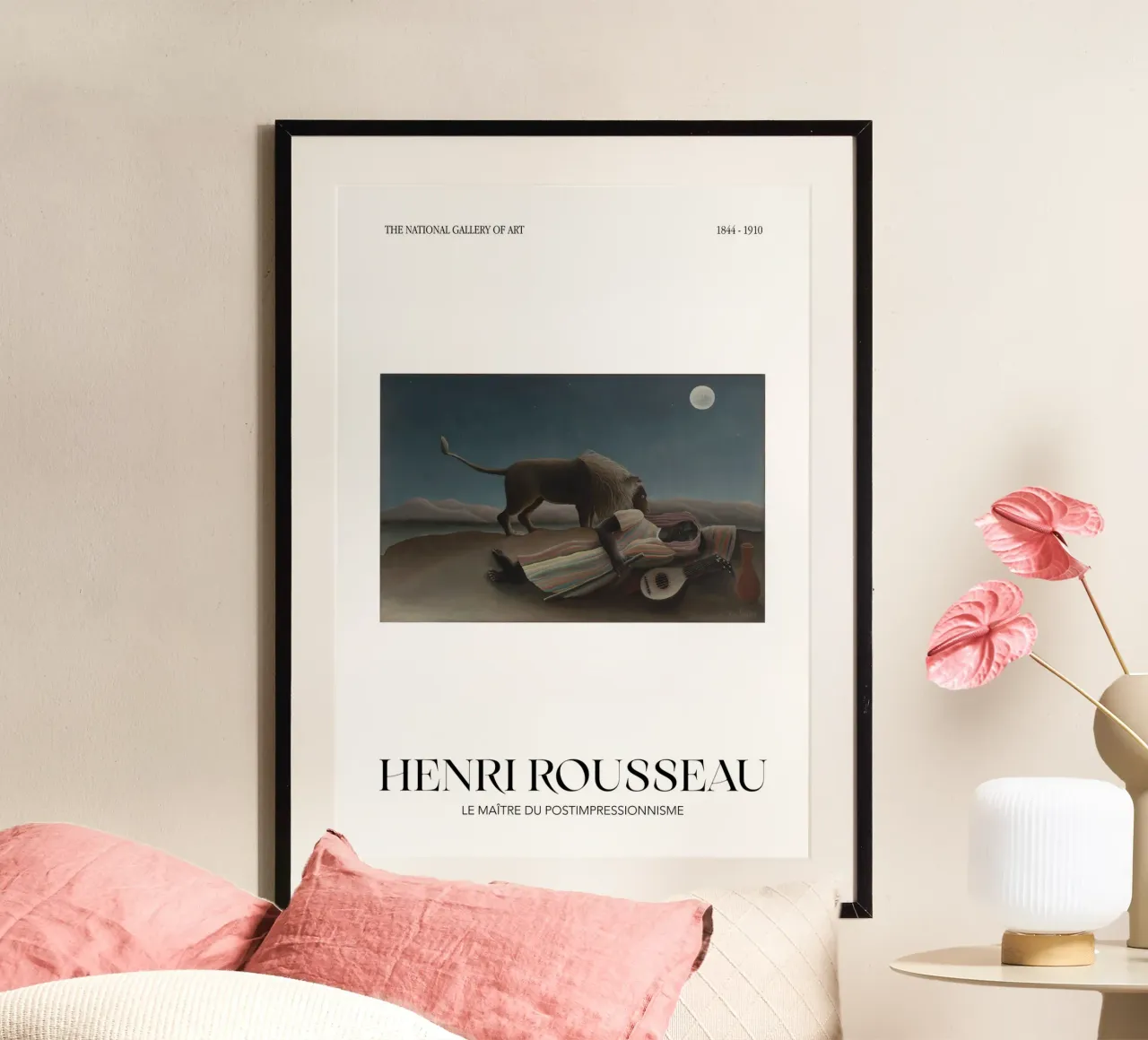 Henri Rousseau Post-Impressionniste Gitane endormie poster avec cadre en plastique de NorwesClub