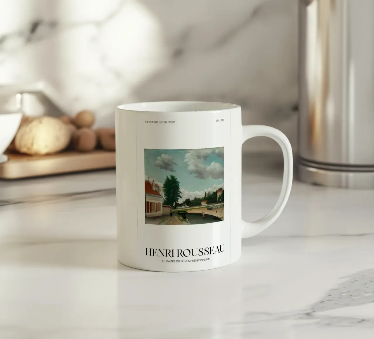 Henri Rousseau Scena fluviale post-impressionista tazza in ceramica da NorwesClub