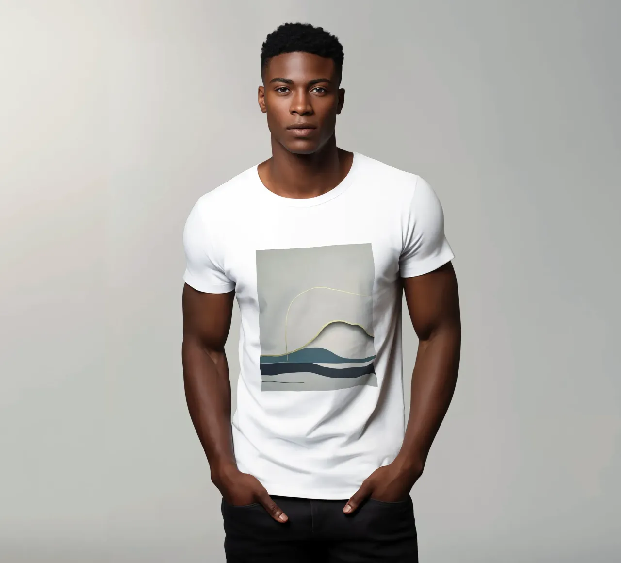 Minimal Landscape with Gold Mountain Line t-shirt da Artbyvo