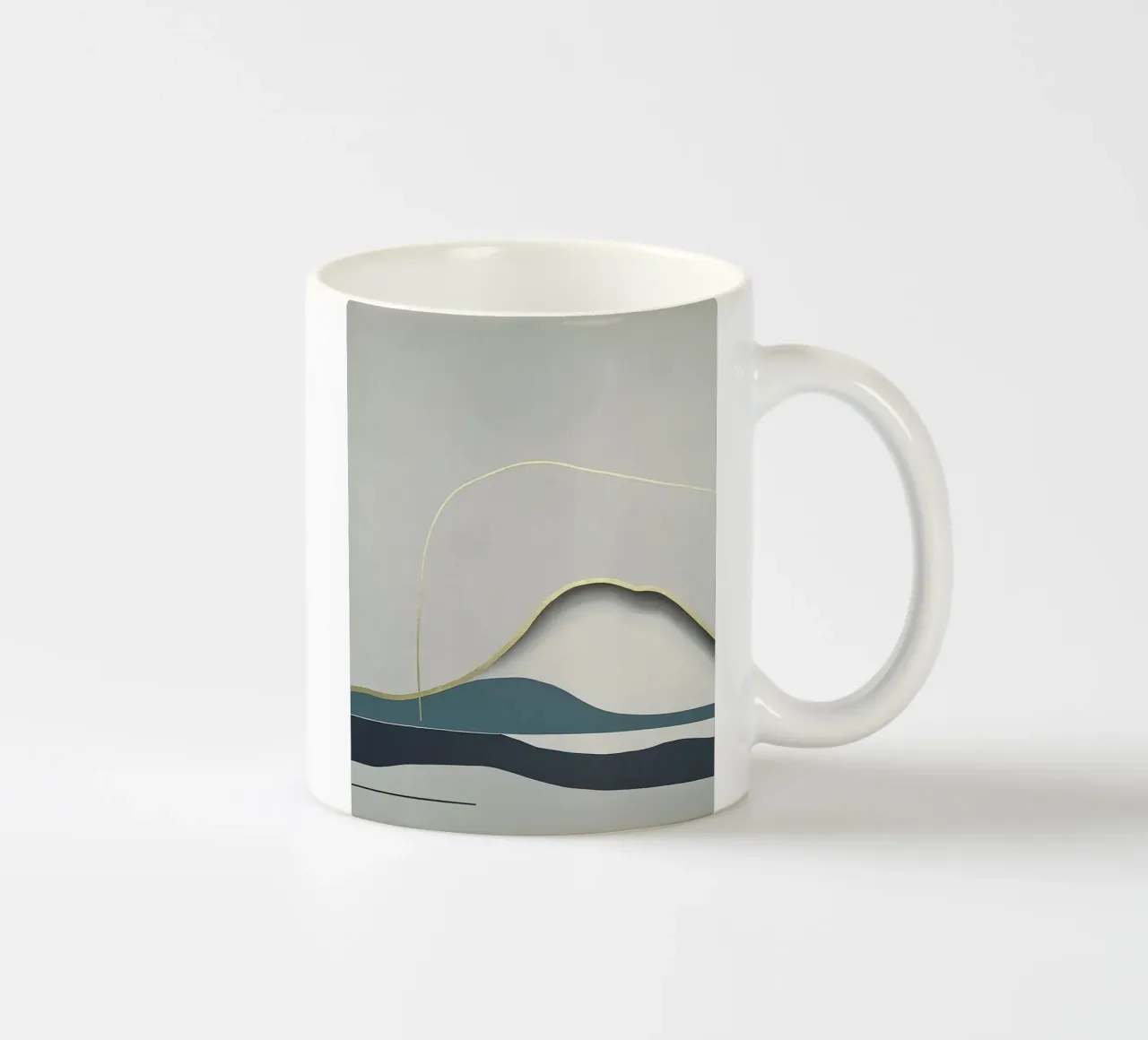 Minimal Landscape with Gold Mountain Line tazza in ceramica da Artbyvo