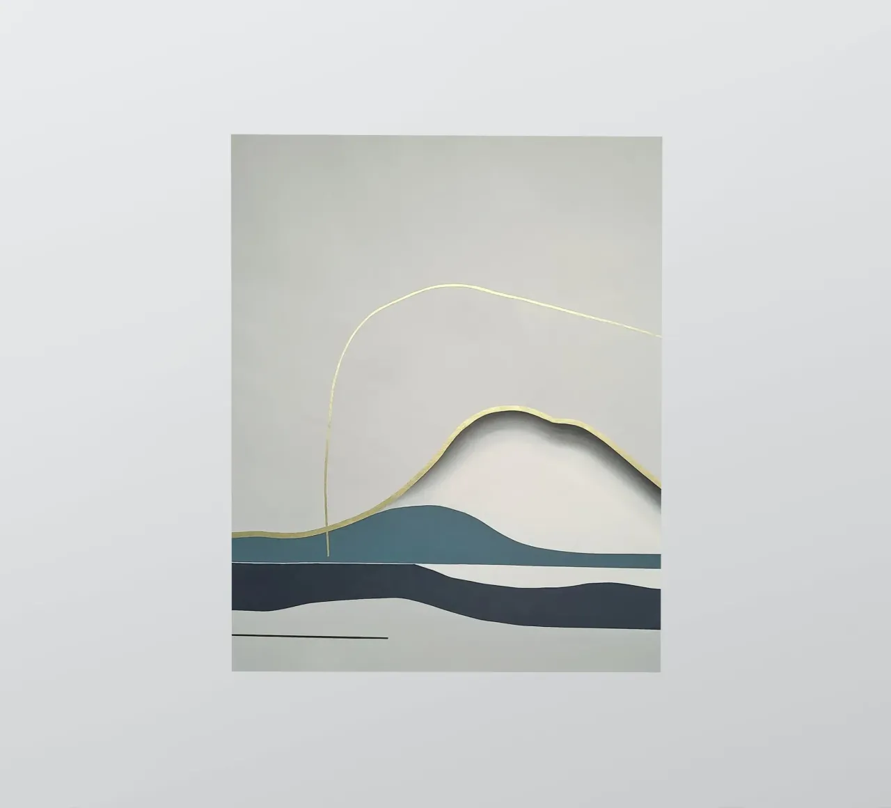 Minimal Landscape with Gold Mountain Line autocollant de Artbyvo