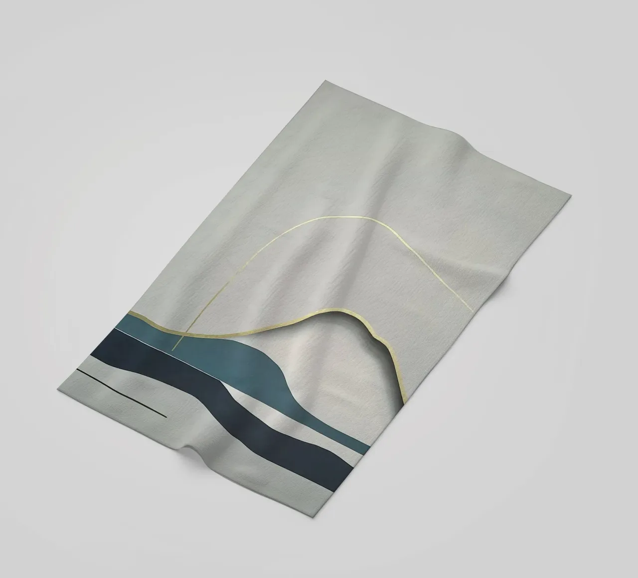 Minimal Landscape with Gold Mountain Line telo mare da Artbyvo