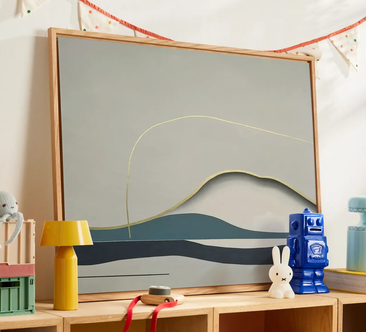 Minimal Landscape with Gold Mountain Line plexiglass da Artbyvo